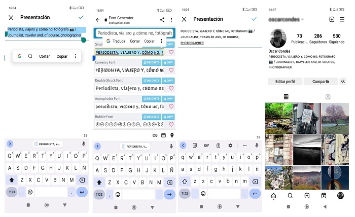 letras para instagram